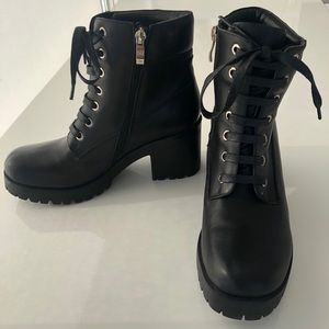 Artica Waterproof Heeled Lace Up Booties in Black